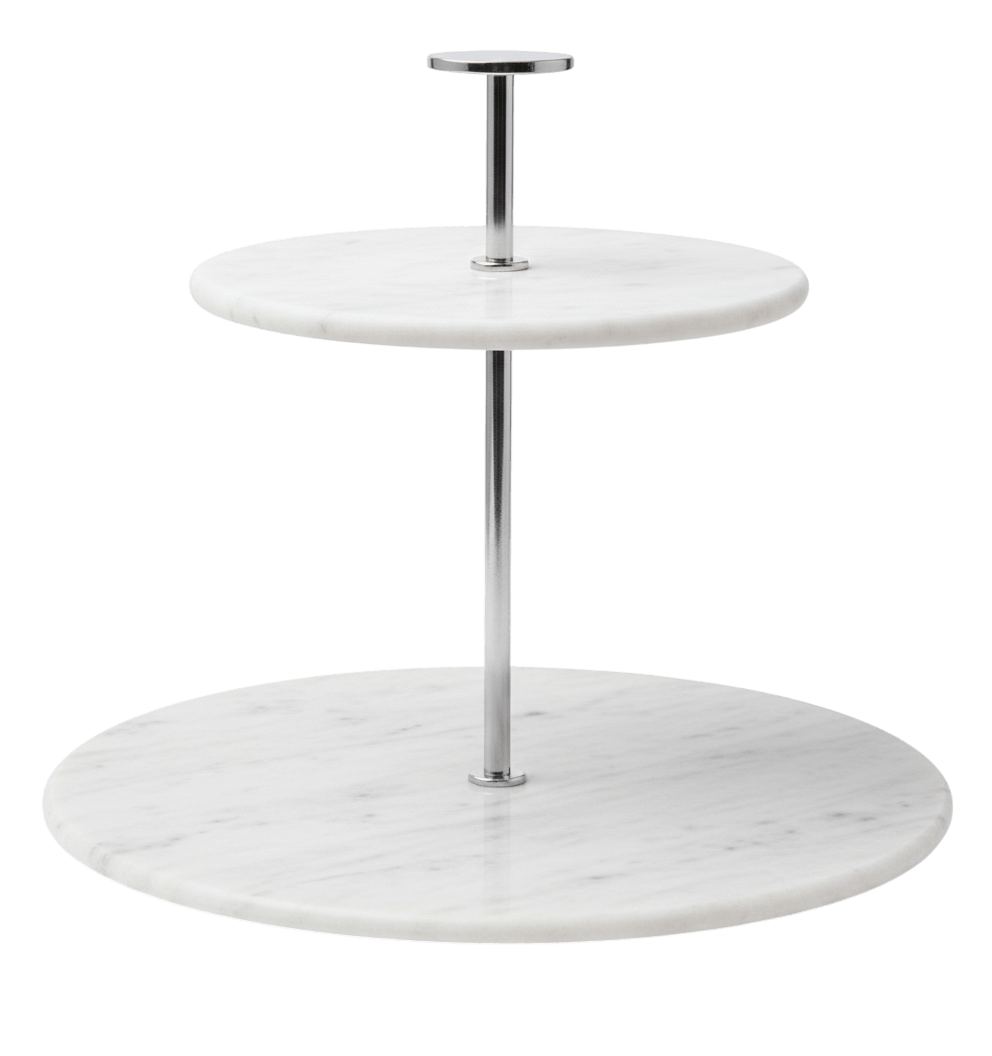 MARBLE & S.STEEL ROUND BIG CAKE STAND (NATURAL POLISH)